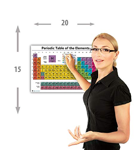 Periodic table science poster LAMINATED chart teaching elements classroom white decoration premium educators atomic number guide 2023 up to date (15x20) Young N Refined