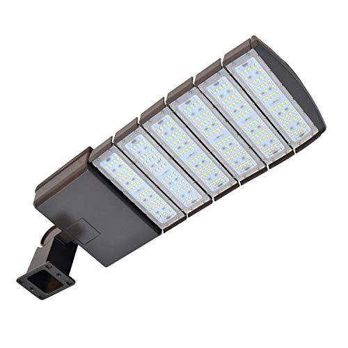 LED Parking Lot Lights 300W-33000lm Outdoor LED Flood Lights 5000K LED Shoebox Lights - Arm Mount for Aquare Pole Commercial Street Area Light for Stadium, Parking Lot, Roadways (Optional photocell)