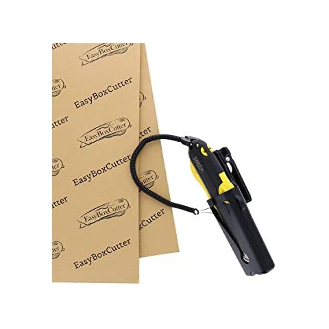Modern Box Cutter for Retail Use - Extra Tape Cutter at Back, Dual Side Edge Guide, 3 Blade Depth Setting, 2 Blades and Holster - Yellow Color 2000 STD Cover