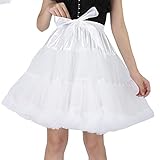 Shimaly Women's Puffy Tutu Skirt Elastic Waist Tulle Petticoat Fluffy Princess Ballet Dance Underskirt (Ivory, S-M)