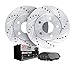 Dynamic Friction Company Rear Brake Rotors-Drilled and Slotted-Silver with 3000 Series Ceramic Brake Pads 7302-48072