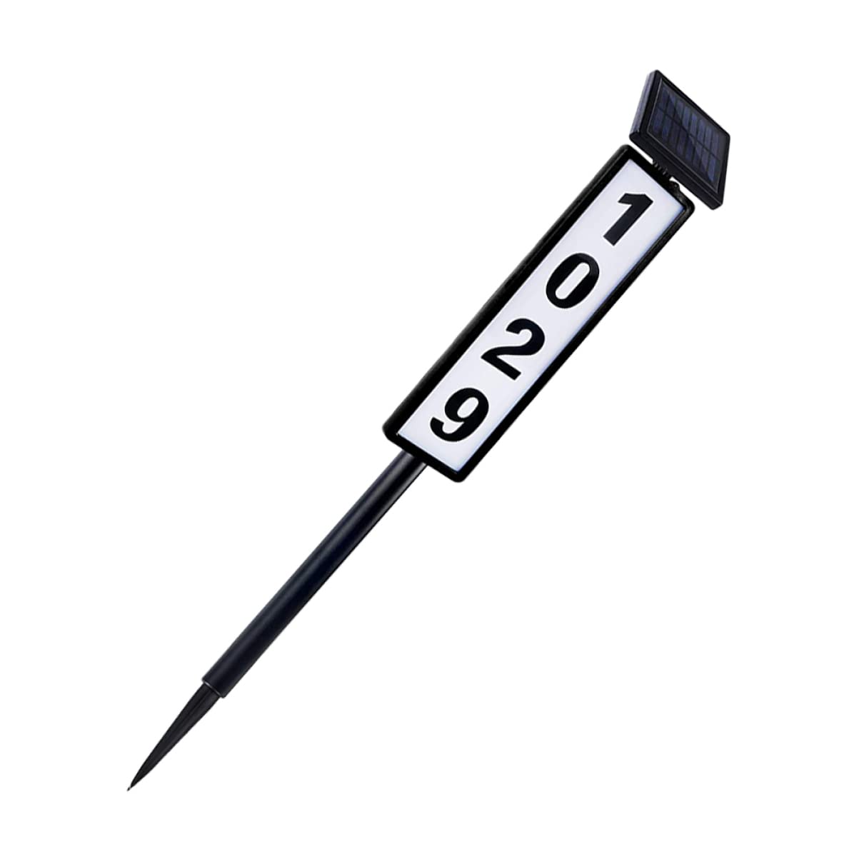 DOITOOL Targa Civico Solare per Esterno, Numero Casa Luminoso, Plastico Nero, Illuminazione per Giardino e Patio