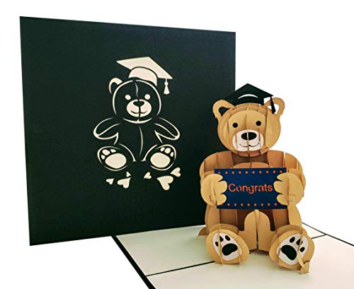 iGifts And Cards Cute Black Cap Graduation Bear 3D Pop Up Greeting Card – Pop Up Grad...