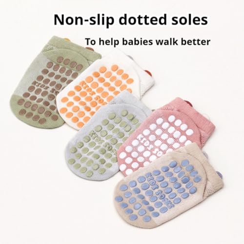 Baby Toddler Non Slip Socks with Grips Thin Mesh Eyelet Non-skid Ankle Socks Cute Girl Boy Newborn Infant 8 Pairs2