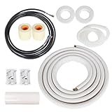 findmall 16FT Air Conditioning Tubing Hose Extension 1/4" and 1/2" Twin Insulated Copper Hoses Fit for Mini Split Air Conditioner