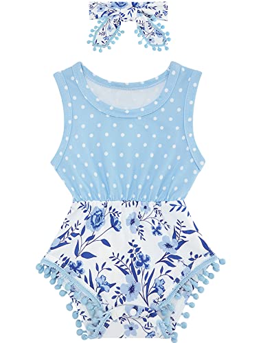 Image of Ahegao 0-24 Months Baby Floral Romper Toddlers Outfits Infant Playsuits + Headband Jumpsuit