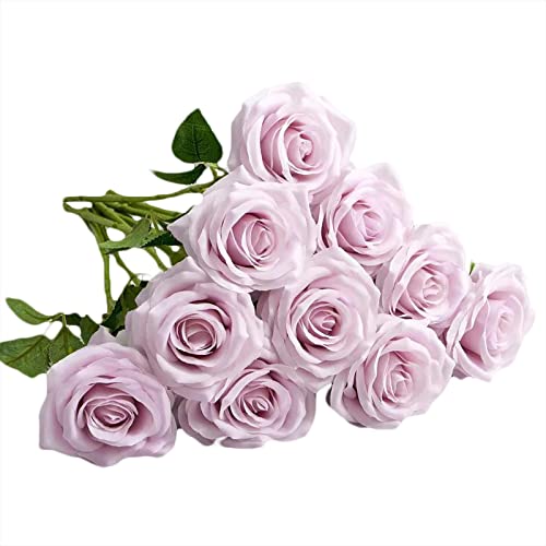 IUKnot Artificial Rose 10pcs Open Flower Bouquet Faux Rose Stems