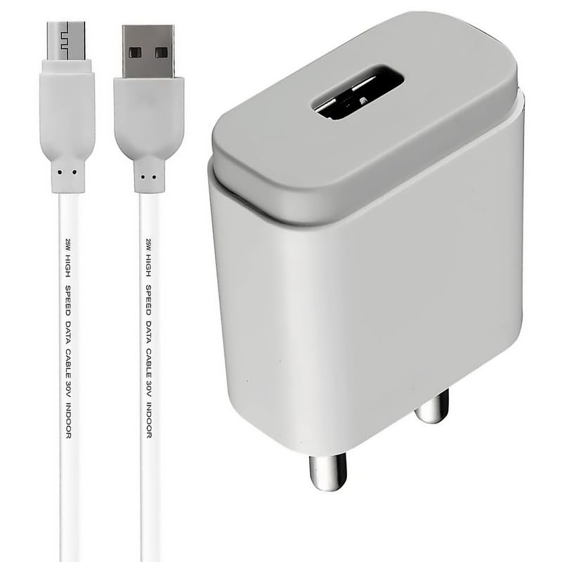 12Watt 2.4Amp Fast Charger | Compatible for Lenovo K5 Plus K8 Plus K6 Zuk Z2 P2 & All Lenovo Mobiles Wall Charging Adapter | with 25W USB Data Cable 1M | Pack of Two.