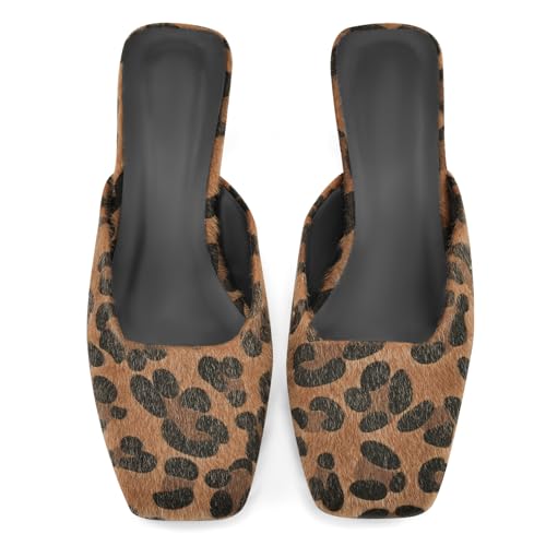 Adrizzlein Mule Heels for Women Square Toe Kitten Heel Satin Mules Closed Toe Low Heel Slides Sandals Summer Dress Shoes4