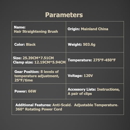 JINRI Cepillo Alisador de Pelo Negro 8 Temperaturas 120V miniatura 6