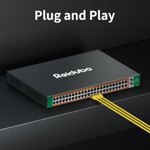 Image of Gigabit PoE Switch Unmanaged 48 Port with 2*1000Mbps SFP Uplink, Total 900W High Power PoE+ Network Switches, 802.3af /at, AI Watchdog Ethernet Switch
