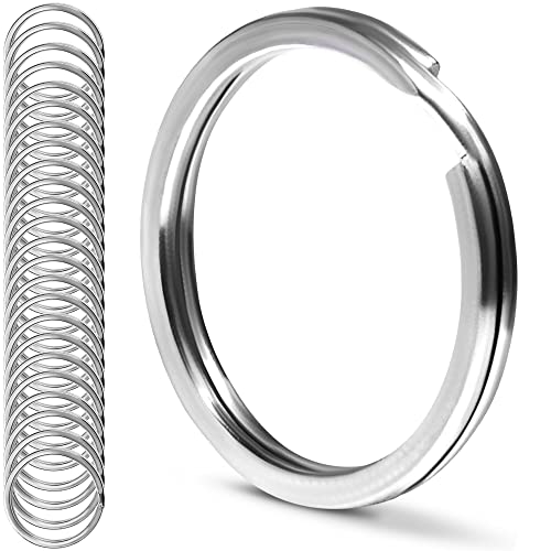 Image of CREST 25 pcs Surgical and Marine Grade Stainless Steel Split Ring for Keychains 1 inch 25mm SS316L Key Rings for Car Keys