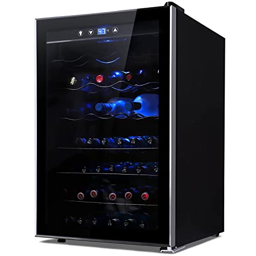 36 Bottle Wine Cooler and Beverage Refrigerator - Mini Fridge with Glass Door for Soda Beer or Wine 4.5 Cu Ft