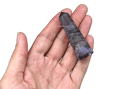 Image of Crystal Heaven Purple Fluorite Crystal Tower Obelisk Point For Chakra, Healing And Balancing - Aaa Grade Original Certified Gemstone Agate For Reiki Meditation Yoga Spiritual (2-3 Inches)