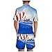 Kangyan Hombres Verano Bandera Americana Vela Barco Impresión 3D Día de la Independencia Casual Conjunto Traje de, azul, XXL