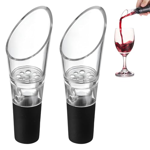 2 vertedores de, aireador, vertedor de de con ventilación, accesorio adecuado para muchas botellas de, buen sellado (plástico, acero inoxidable, inoxidable)