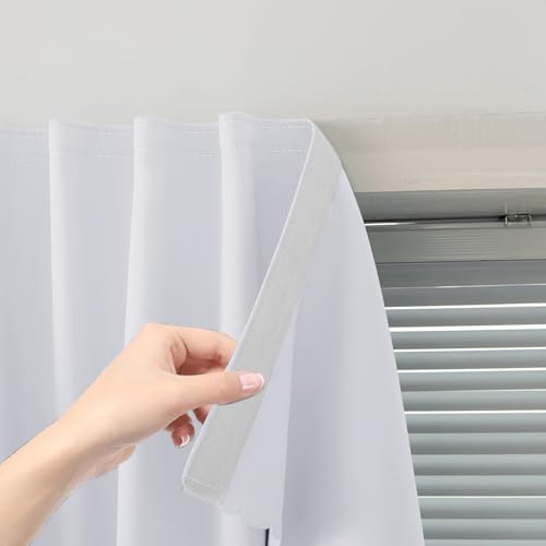 Sovtfides Cortinas autoadhesivas portátiles, cortinas opacas simples y fáciles de instalar, cortinas térmicas con aislamiento térmico para oscurecer la habitación, cortinas pequeñas negras, 59