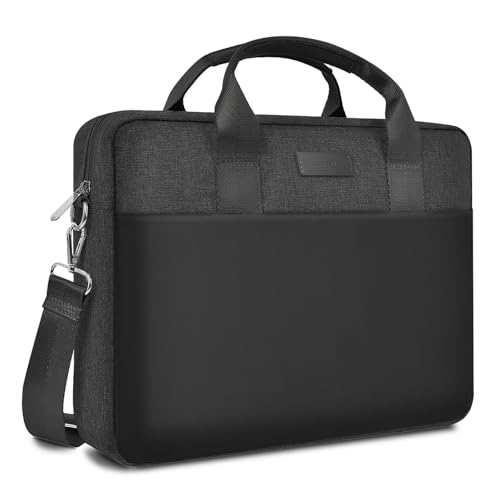 WIWU Laptop Bag 15.6 16 Inch for Men Laptop Case with Shoulder Strap Water-Resistant Messenger Work Bag for Business Compatible with MacBook Air Pro/Dell XPS/HP Envy/Microsoft Surface(Black)