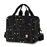 Sinestour Insulated Lunch Bag Reusable Cooler - Cute Black Cats Lunch Box Adjustable Shoulder Strap