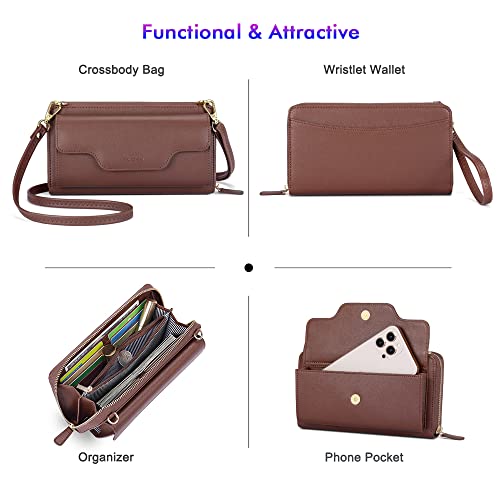 Image of nuoku Small Purse for Women, RFID Blocking Wristlet Wallet, Crossbody Clutch with Cell Phone Pocket