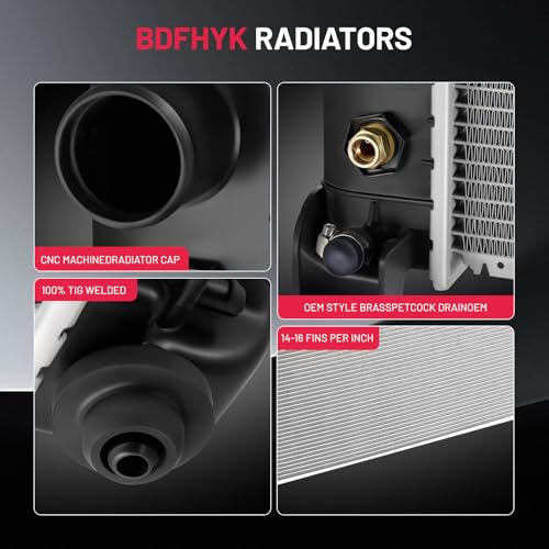 Image of BDFHYK Radiator for Chevrolet Silverado Sierra 1500 1999-2013, for Chevrolet Tahoe Suburban 1500 2000-2014, for GMC Yukon Cadillac Escalade 2002-2014, Aluminum Core, CU2423 2423 15193108
