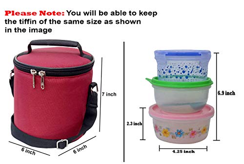 Image of Brwon Insulated Lunch Bag, Polyester, Water Resistant, Classic Style, for Office, School and Travelling, 1 Litre (Without Containers, Size-6.5 X 6 X 6)