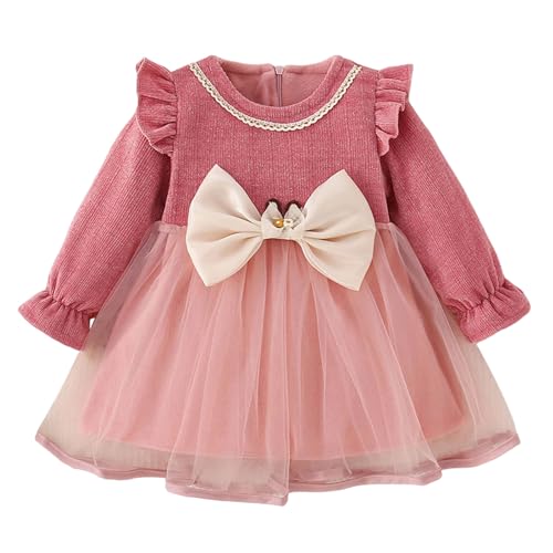 Conjunto de fiesta para niños de princesa, vestido de invierno para niña, manga larga, vestido de princesa, vestido de fiesta de cumpleaños de malla dulce para niñas 152, Rosa., 6-9 meses