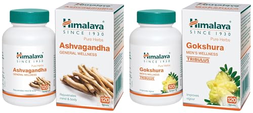 Himalaya Ashvagandha - 120 Tablets | Stress Relief | Rejuvenates Mind & Body | Improves Strength & Energy | General Wellness & Gokshura Men's Wellness Tablets, 120 Tablets|Tribulus| Improves vigour