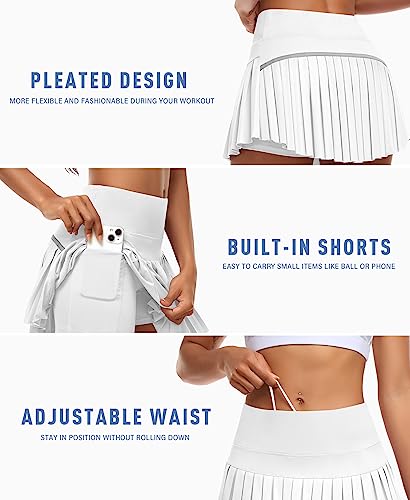 Image of JoyGirl Womens Pleated Tennis Skirt High Waist Golf Skort | Built-in Shorts with Pockets, Mini Athletic Skirt, Breathable, for Tennis Golf Pickleball Workout
