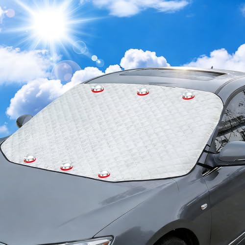 Feithmonic Couverture Pare-Brise Voiture, Pare-Soleil Voiture Pare-Brise Avant, Bâche Protège Extérieur Anti-UV Chaleur Pluie Poussière 6 Magnétique, Repliable Universel pour SUV Berlines 193×126 cm