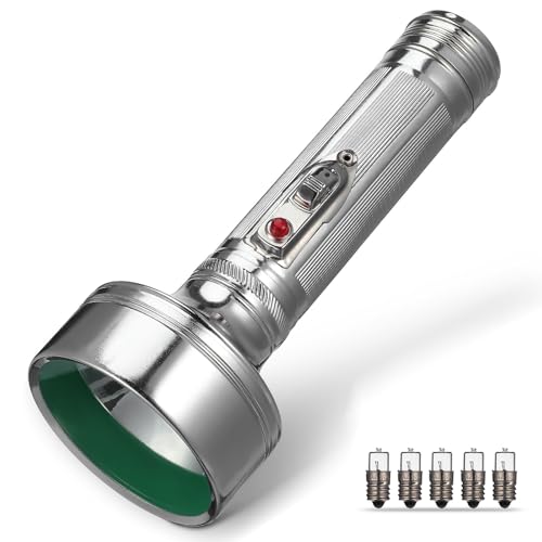 Toyvian Vintage Metal Flashlight Old-Fashioned Silver Flashlight for Rural Home Attery Operated Iron Torch Retro Style Lights Decoration