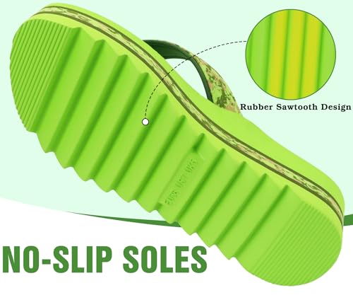 Image of ONCAI Flip Flops for Women, Fashion Printed Platform Sandals Woman with Arch Support Yoga Mat Cushion, Lightweight Summer Beach Outdoor Chunky Non-Slip Rubber Soles US Size 5-11