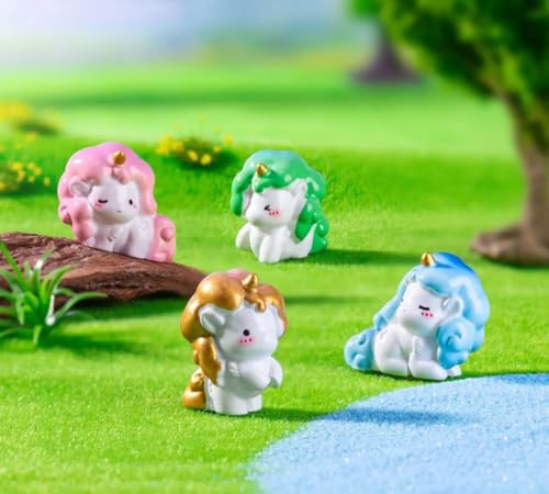 Image of VRB Dec 4 Pcs Miniature Showpiece Set for Home Decor,Car Dashboard,Valentine,Living Room,Gifts Figurines,Cake Decoration Items,Figurines for Home Decor. (4Pcs Magical Unicorn Miniature)
