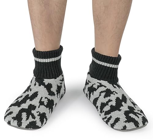 Image of BenSorts Men Fuzzy Slipper Socks with Grippers Non Slip Indoor House Socks Christmas Gifts