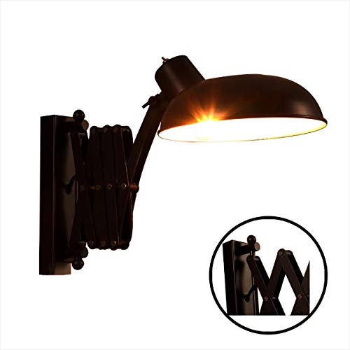 Lampe Applique murale extensible Vintage, pliée 15 / dépliée 65 cm, Lampe Industrielle Pour Bureau, Lampe De Chevet, Lampe De Lecture Suspension Industrielle