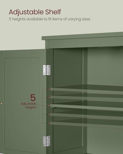Image of VASAGLE Floor Storage Cabinet, Freestanding Unit, 2 Drawers, 2 Doors | Adjustable Shelf, 11.8 x 23.6 x 43.3 Inches, Forest Green, UBBC551C01