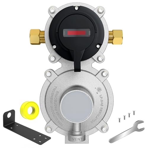 Upgrade RV Propane 2-Stage Auto Changeover LP Propane Gas Regulator with Valve Support Features Auto Switch Over from Empty to Full Propane Tank Dual Propane Tank Regulator for RV Vans Trailers Camper