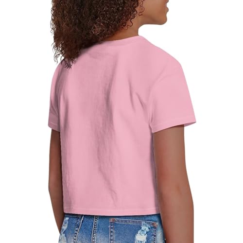 Image of Girls Fashion Crewneck Tee Shirts Casual Short Sleeve Crop Top Summer Outfits 5-14 Years Old