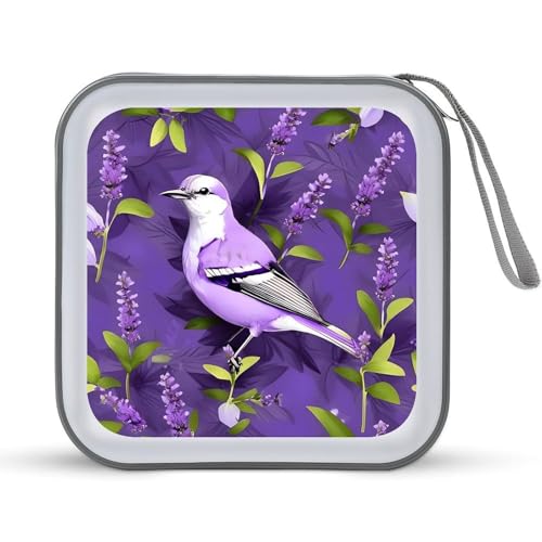 Rangement CD rigide et classeur DVD 40 pièces violet lavande et oiseau