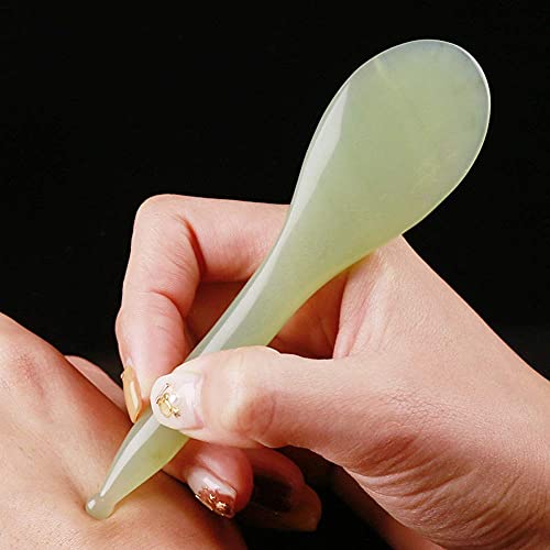 Pluma de belleza Gua Sha de acupresión de jade, herramienta de terapia de masaje de punto de activación, masajeador de punto de presión de reflexología para aliviar el dolor de tejido muscular Cover