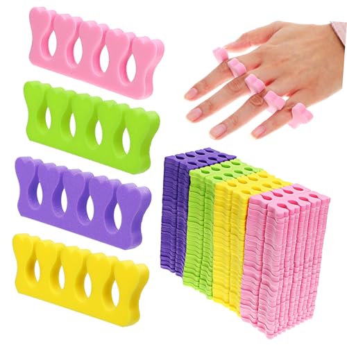 Healvian 100 Separadores de Dedos para Mujeres Divisores de Uñas de Herramientas para Pedicura Casa y Viaje Separadores de Dedos de Colores para Cuidado de Pies