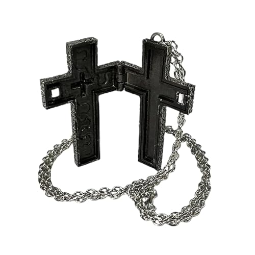 Gonggi Korean Games Cross Necklace with Secret Compartment Character Ten Shaped Pendant Printed Design Handmade Jewelry Fashion Game Accessories