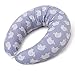 Lumaland Cuscino allattamento Neonato e Gravidanza per dormire Federa 100% cotone 190 x 150 x 37 x 20 cm - Azzurro/Elefanti