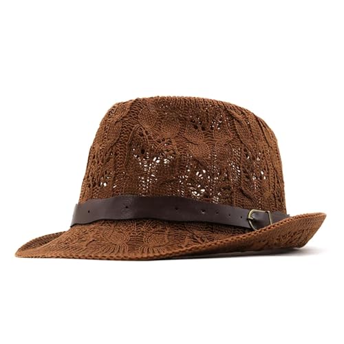 LVCHAO Sun Hats For Hats Sombrero Vintage Ahuecado for Hombre, Sombrero Fedora de algodón for Hombre, Sombrero for el Sol for Mujer, Sombrero de Playa de Verano For Travel Hiking Fishing Beach(Red)