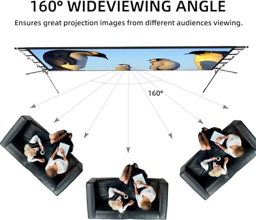 150" Portable Projector Screen with Stand, Foldable & Anti-Crease, HD 4K Movie Screen for Outdoor/Indoor Use, Home Theater, Parties & Business Presentations - Includes Carry Bag