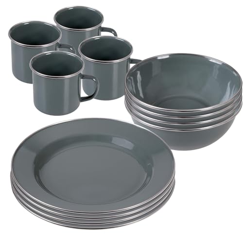 Camping Geschirr Set 52-teilig - Für 4 Personen Stapelbar