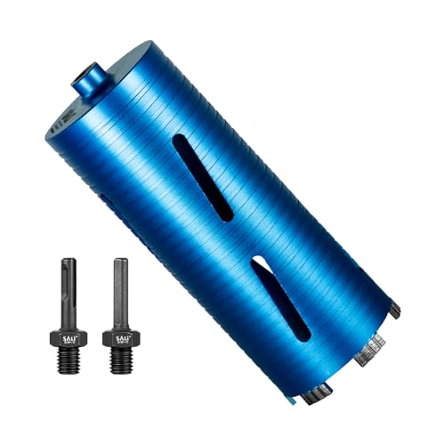 SALI Diamond Core Drill Bits 4 Diameter 10/254mm Drilling Depth 5/8-11 Thread Core Bit Turbo Laser-Welded Segments for Cured Concrete with Brick Block Masonry with Two Adapters