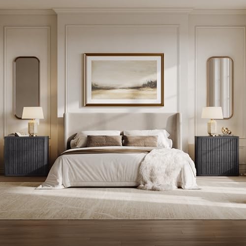 SICOTAS Night Stand Set 2 - Oversized Extra Large Bedside Table Modern Side Table with Storage Fluted 3 Drawer Nightstand 27.5" W End Tables Living Room Nightstands for Bedroom Sofa Couch Home Office - Image 3