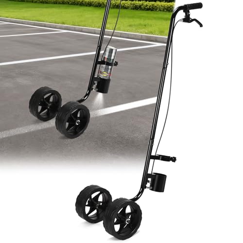 CAROD Marking Paint Wand Dual-Wheel Line Marking Wand Sprayer Compatible with Inverted Marking Paint Side Push Marking Stick for Ground Sport Field Parking Lot Spray Applicator (Black)
