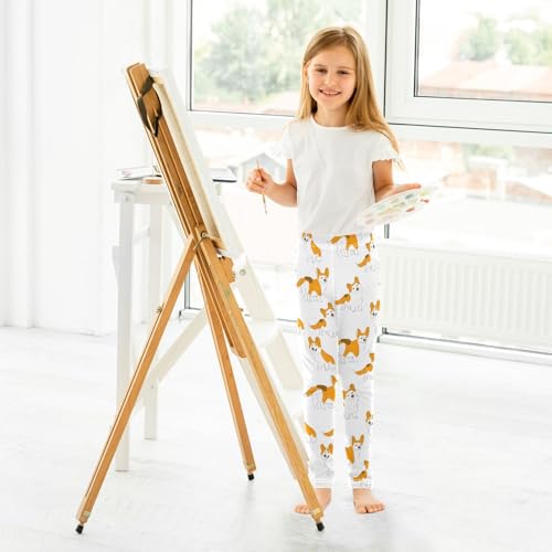 CaTaKu Girls Leggings Cute Corgi Spotted Dog Leggings for Girls Kids Athletic Workout Yoga Pants Size 4-10T2